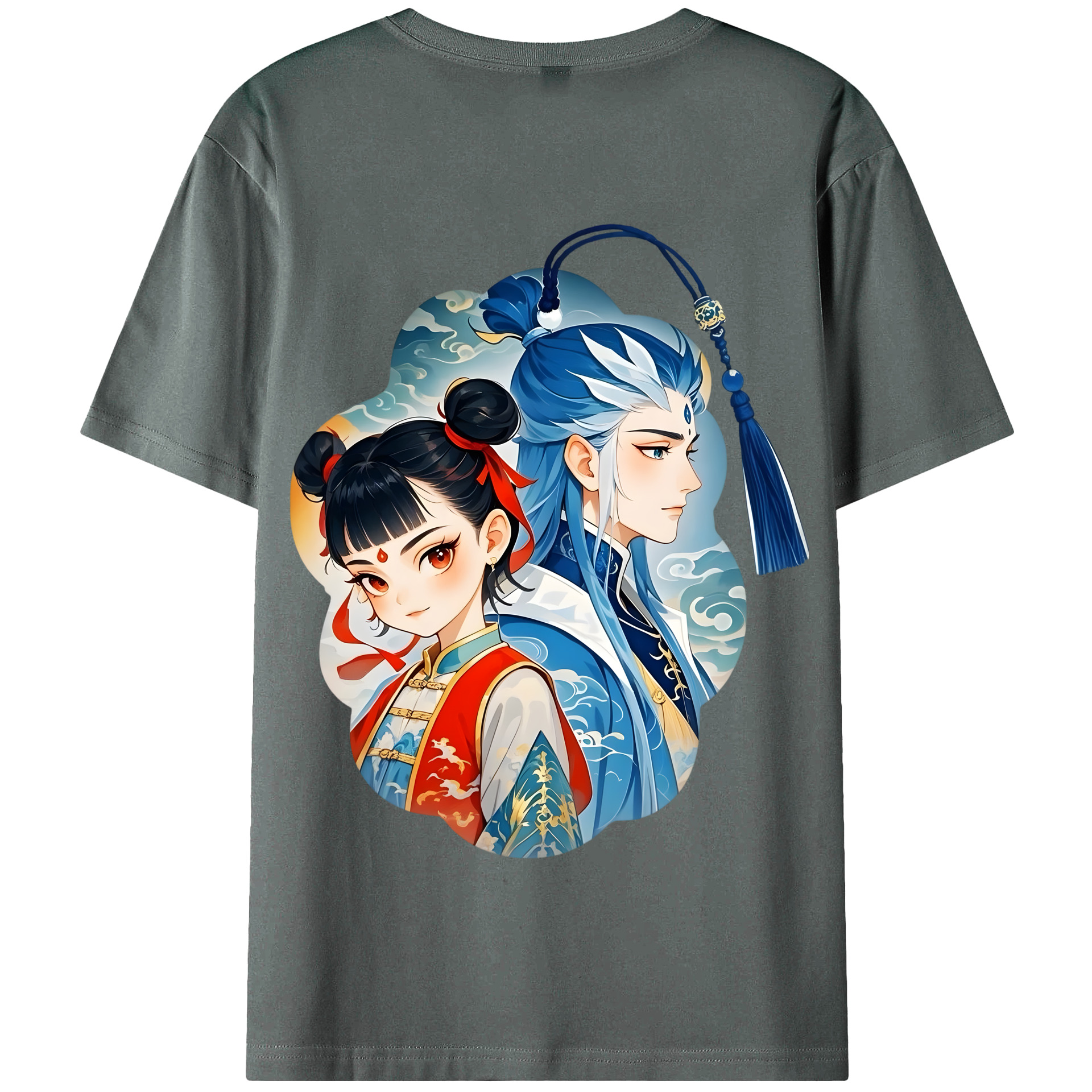 （画像用） Ne Zha 2 ナタ 魔童の大暴れ 綿100％半袖Tシャツ（背面プリント）